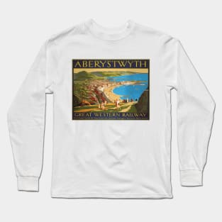 Vintage British Travel Poster: Aberystwyth Wales via Great Western Railway Long Sleeve T-Shirt